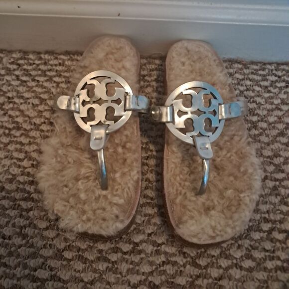 Tory Burch Sandals Women's 8.5 Miller Cloud Shearling Cozy Soft Comfy Designer - Picture 2 of 7